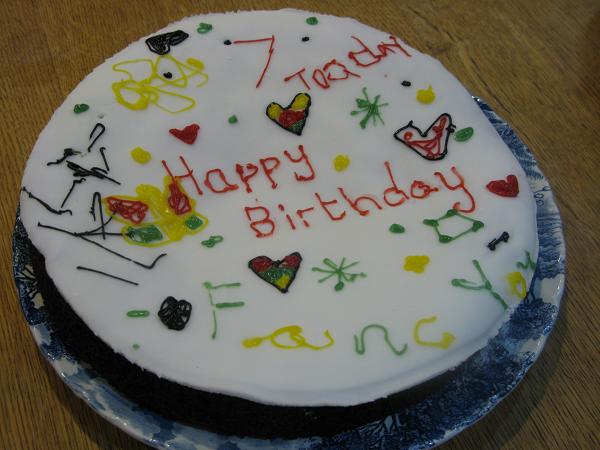 children decorated birthday cake