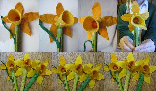 peg and felt daffodils
