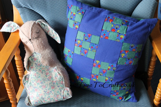 patchwork toadstool cushion front