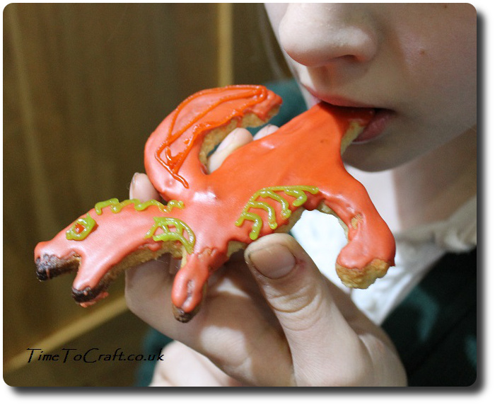 eating welsh dragon cookie