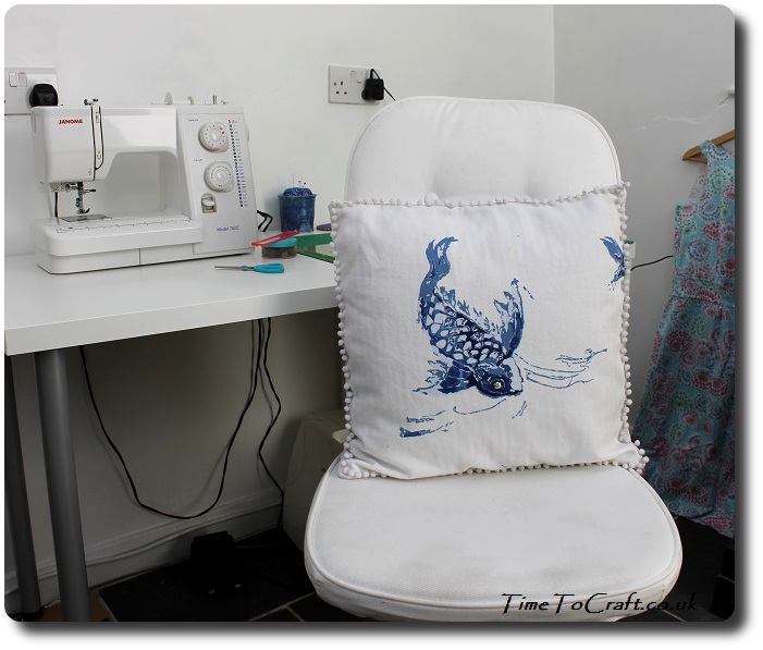 Ralph Lauren Koi fish cushion on chair
