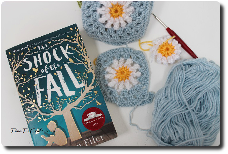 daisy crochet squares and book the shock of the fall