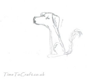 pencil drawing of sitting dog