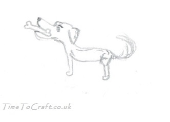 pencil drawing of standing dog