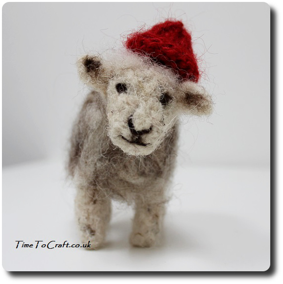 needle felted herdwick sheep Christmas red hat