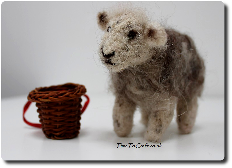 needle felted herdwick sheep with basket