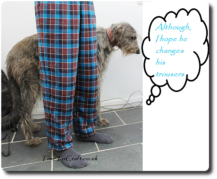 homemade men's pyjamas McCall's 4244 and dog 2