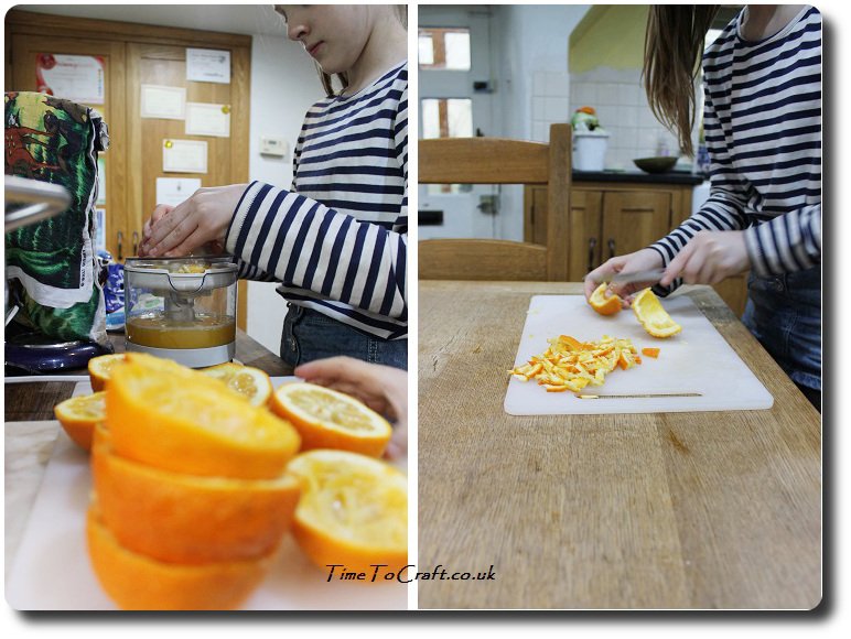 preparing oranges for marmalade