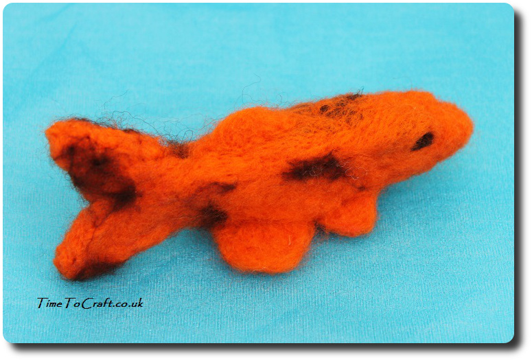 needlefelted Koi Carp orange and brown tail