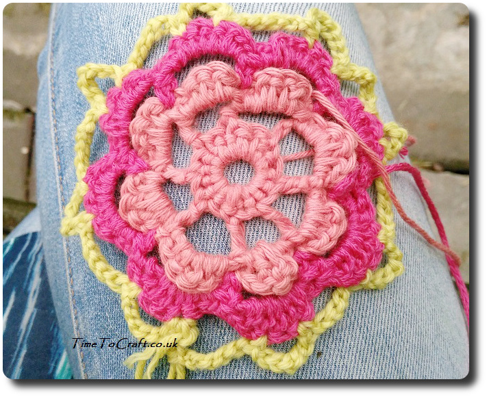 Peach Rose crochet square