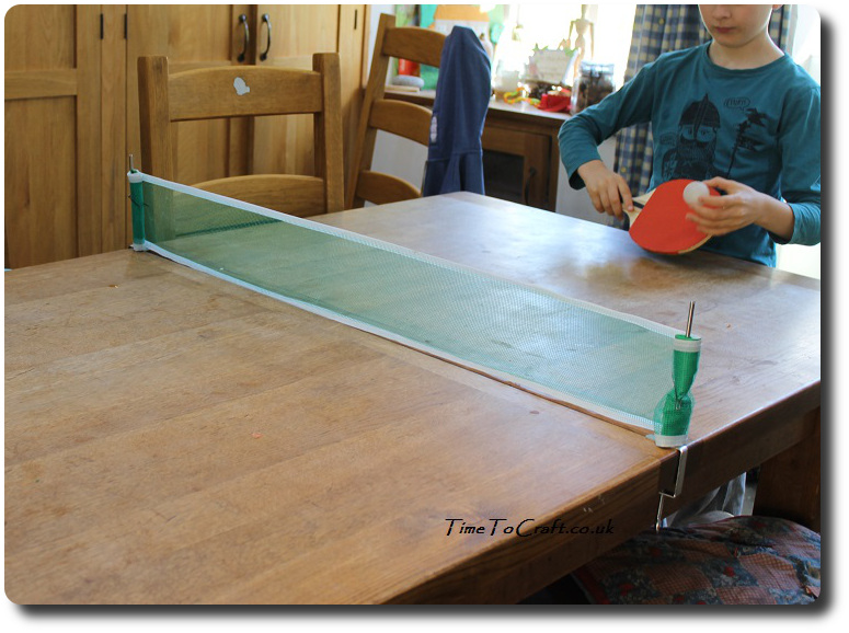 playing table tennis on the kitchen table