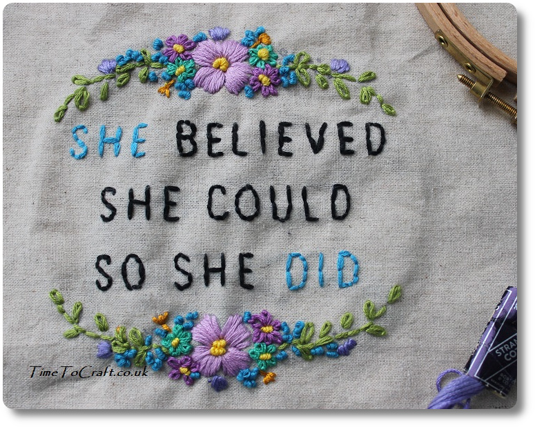 finished motivational embroidery