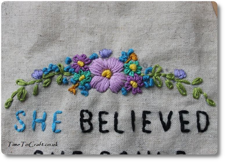 motivational embroidery she believed she could so she did