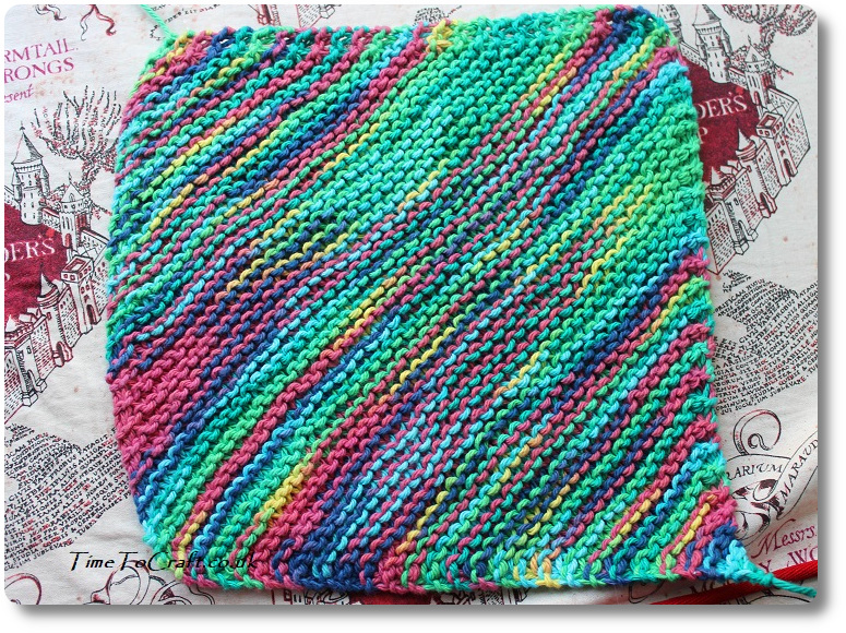 multi coloured knitted dishcloth